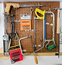 Garage Items Including Hand Saws, Hammer And More