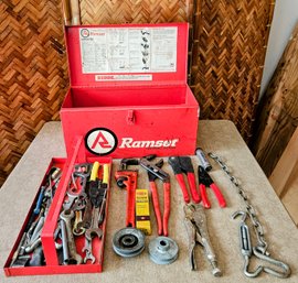 Ramset Toll Box With Pipe Wrench, Vice Grips, Open End Wrenches And More