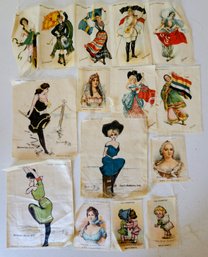 Collectible Antique Printed Cigarette Silk Pieces Incl.