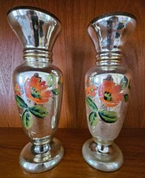 Antique Mercury Hand Blown  Glass Vases From Czechoslovakia