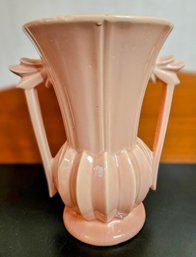 Vintage 1943 McCoy Art Deco 2 Handled Pink 9' MCM Vase