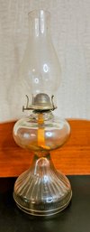 Antique Clear Glass Hurricane Oil Lamp With Eagle Brass Hardware