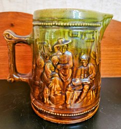 Green Brown Pottery Pitcher