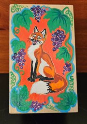 Hand-painted Wooden Box With Fox And Holding 2 Decks Of Cards