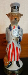 Jim Beam Trophy Uncle Sam Fox Red White And Blue Decanter (empty)