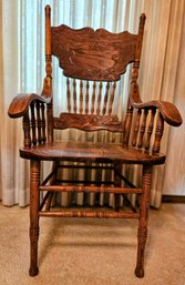 Amish Oak Pressed-back Dining Arm Chair