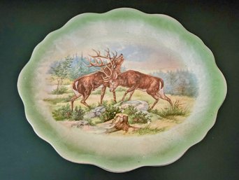 Cool Vintage Green Fighting Bucks Oval Platter