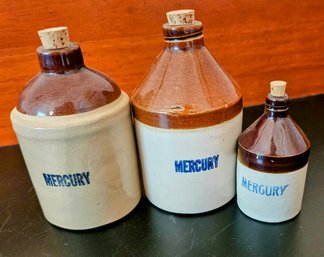 3 Vintage Medical Mercury Stoneware Jug