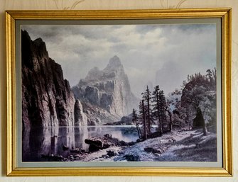 Albert Bierstadt Merced River Yosemite Valley Print In Gold Tone Wooden Frame