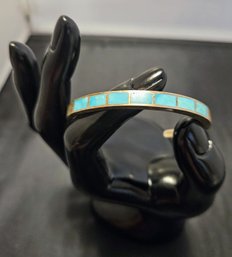 Vintage Southwestern Turquoise Silver Cuff Bracelet  18g  Tested