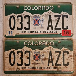 Colorado 10th Mountain Division License Plates