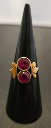 Vintage 10k Yellow Gold Red Ruby Ring  3.63 Grams Size 6.5