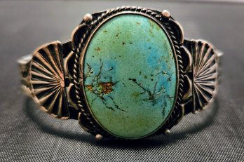 VTG Native American Turquoise Sterling Silver Bracelet 40.32 Grams