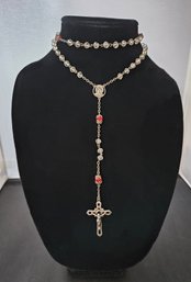 Vintage Rosary W Sterling Silver Cross And Other Embellishments  And Beads