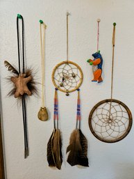 Vintage Dream Catchers, Wooden Bear, Native Bolo Tie