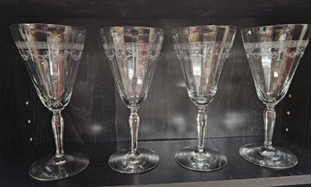 8 Vintage Fostoria Richmond Older Etched Stem 5082 -7 5/8' Water Goblets