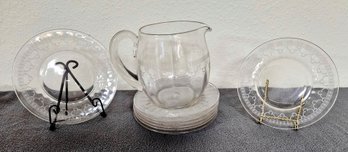 Fostoria Richmond Etched Pitcher And Plates