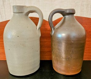 2 Vintage Crock Whiskey Jugs