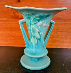 Teal Roseville Pottery Bleeding Heart Vase 962-5 Marked