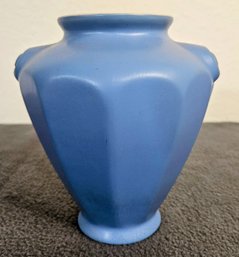 Coors Pottery Deco Vase Blue Exterior/ White Interior