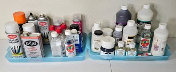 An Assortment Of Art Chemicals Inc. Spot Remover, Barnish, Craft Bond, Solbent, And More..