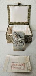 VTG Marble Horse Chinese Stamp In Box