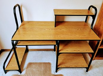 Wood/ Metal Computer Desk  With 2 Shelves