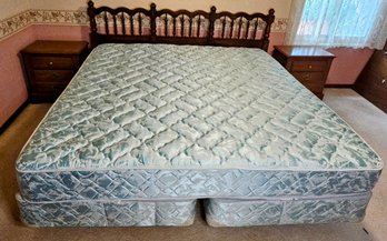 King Size Bed With Headboard, Frame, Extra Firm Mattress And 2 Twin Bed Springs