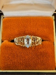 Vintage 10KT Yellow Gold Aquamarine Ring 1.77g Size 6.75