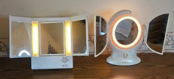 2 Vintage True Light Mirrors Adjustable Lights  (tested)