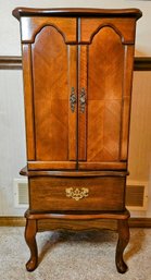 Queen Anne Style Mahogany Jewelry Armoire