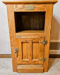 Vintage White Clad Registered Simmons Hardware Colorado Oak Ice Box Night Stand