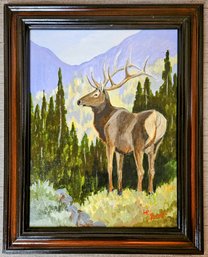 Deer In Woods Acrylic On Canvas By Local Artist LC Perman