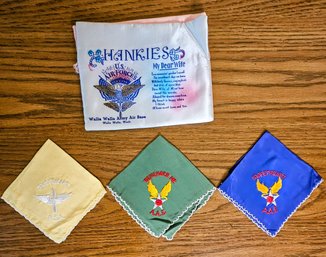 Vintage U.s. Air Forces Hankie Holder Walla Walla, Washington My Dear Wife With 3 Hankies