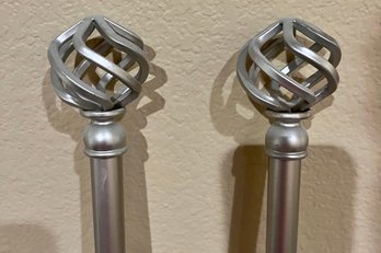 51'-87' Expandable Brushed Silver Tone Curtain Rods