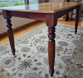 Oak Dining Table With Leaf & Embossed Legs