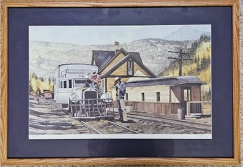 Train Car House Scene In Wooden Frame