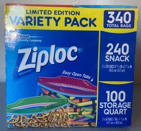 Variety Pack Of Ziploc Bags Incl 100 Quart & 200 Snack Size