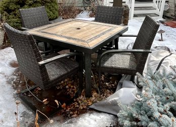 Fantastic Outdoor Table W/4 Woven Look Chairs