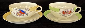 Set Of 2 Antique Cups & Saucers 4pcs Made In Japan
