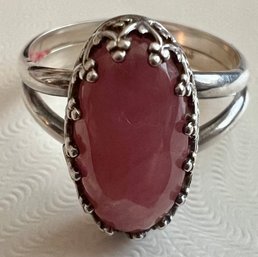 Lovely Vintage Sterling Silver Rhodochrosite Gemstone Size 7