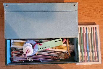 Large Collection Of Various Size Knitting Needles & Crochet Needles With Storage Box