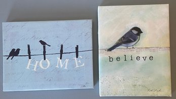 2 Inspirational Bird Stretched Canvases