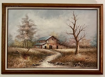 Country Scene On Canvas By Radley In Wooden Frame