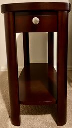 Dark Cherry Wood Side Table With Drawer
