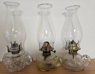 3 Vintage Kerosene Oil Lamps