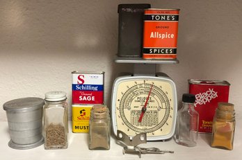 Vintage Kitchen Items, Metal Can Spices