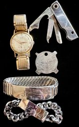 Vintage Elgin Men's Watch, Engraved 'james' Bracelet & Pocket Knife