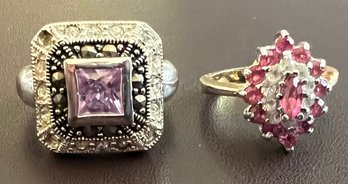 Costume Jewelry Rings Purple Size 7.5 Pink Size 6