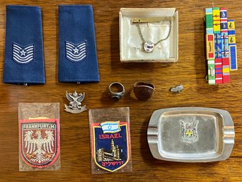Airforce  Ring/  Small Military Tray And Patches.